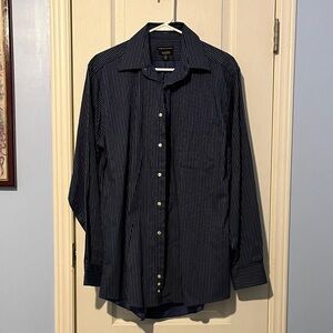 Dockers Men's Navy Striped Button-Down Shirt